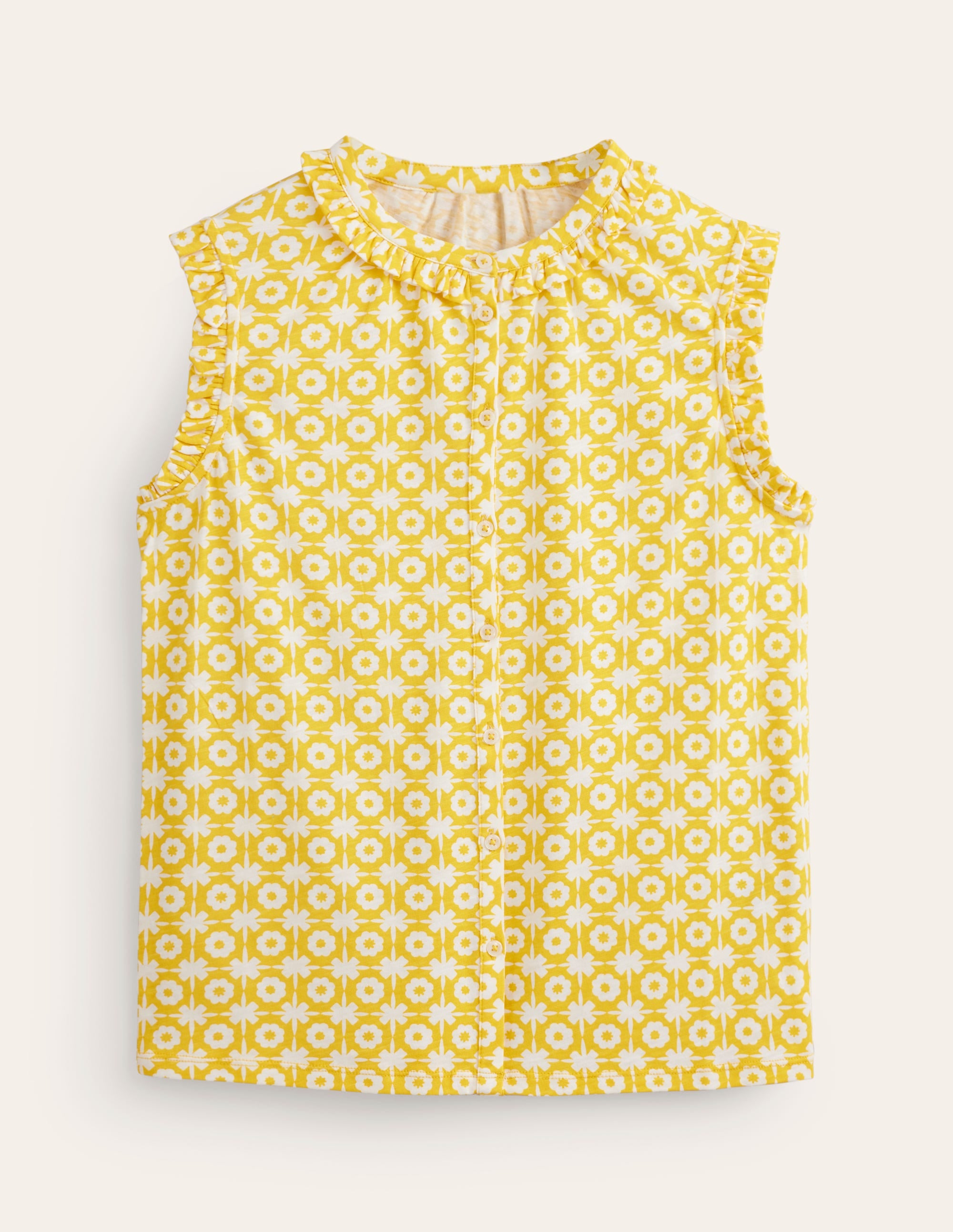 Olive Sleeveless Shirt-Passion Fruit, Blossom Tile - Image 5