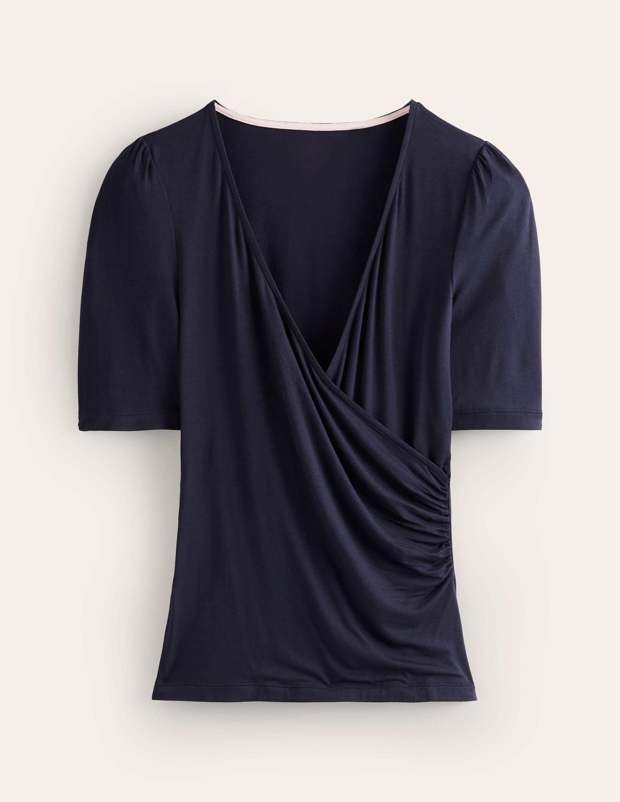 Wrap Front Jersey Top-Navy - Image 5