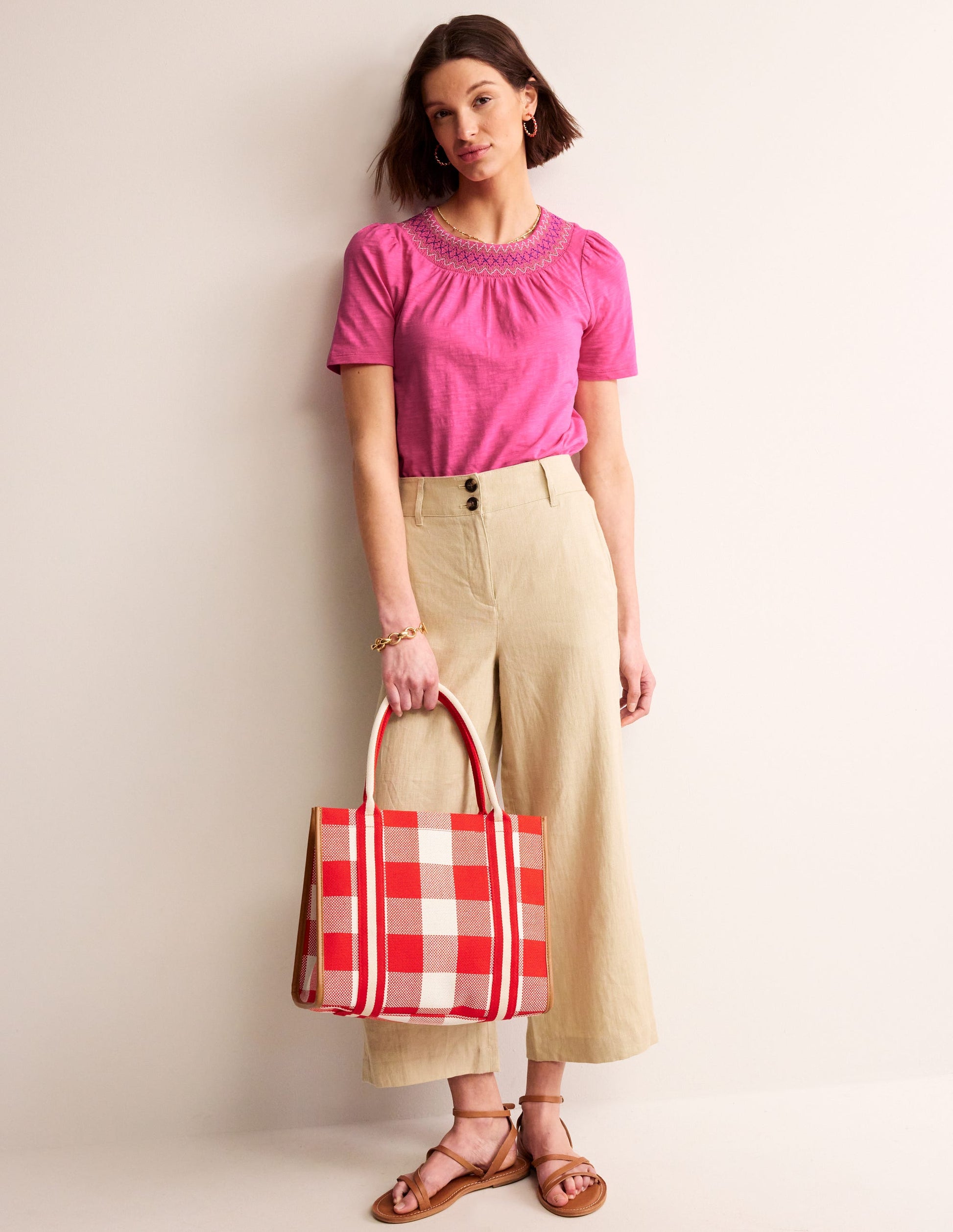 Smock Neck Puff Sleeve Top-Sangria Sunset-4