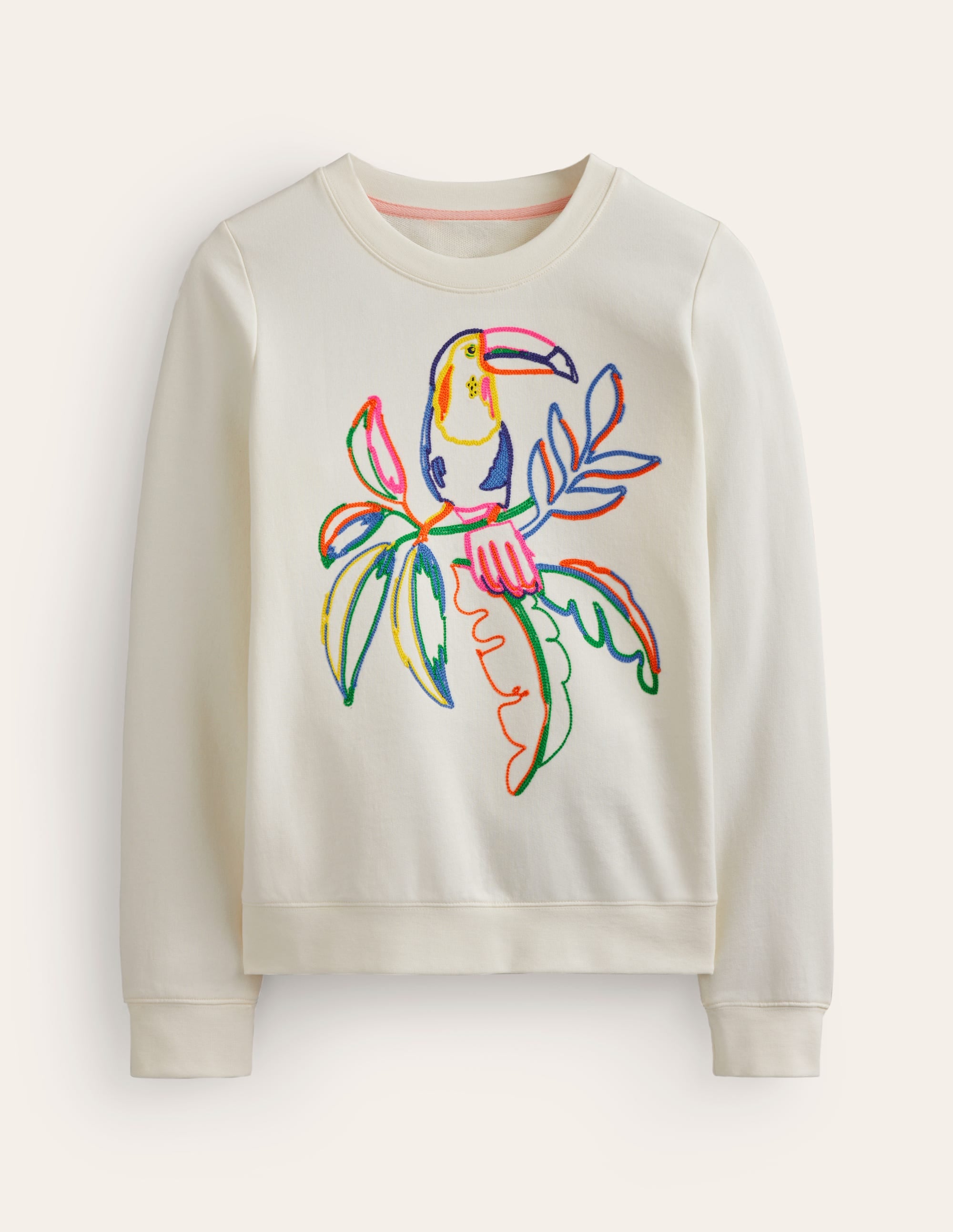 Hannah Embroidered Sweatshirt-Ivory, Embroidered Toucan - Image 5