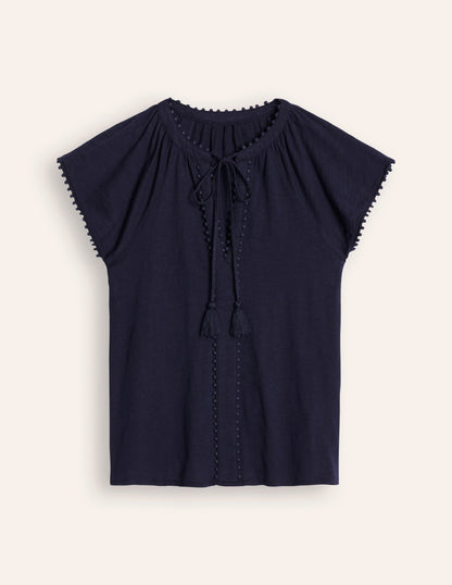 Millie Trim Detail Top-Navy