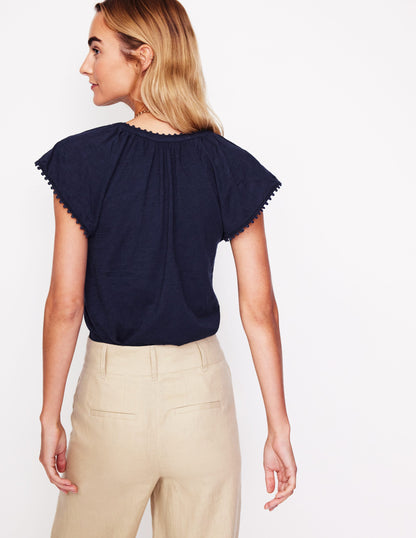 Millie Trim Detail Top-Navy