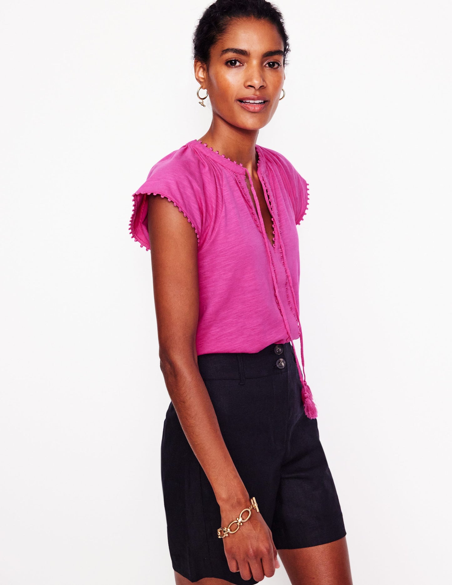 Millie Trim Detail Top-Rose Violet