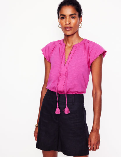 Millie Trim Detail Top-Rose Violet