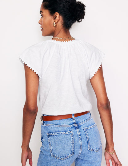 Millie Trim Detail Top-White