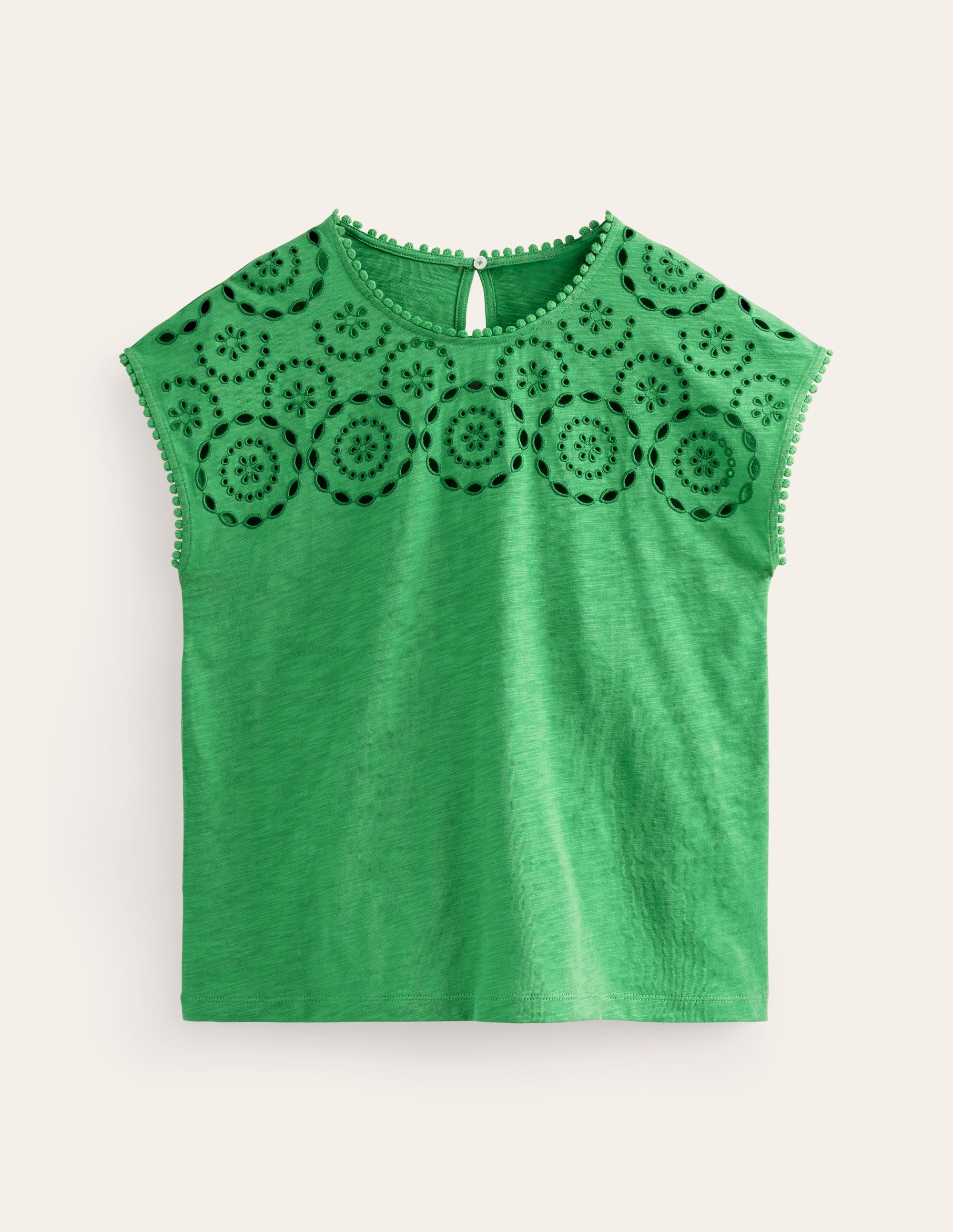 Sasha Broderie T-Shirt-Kelly Green - Image 5