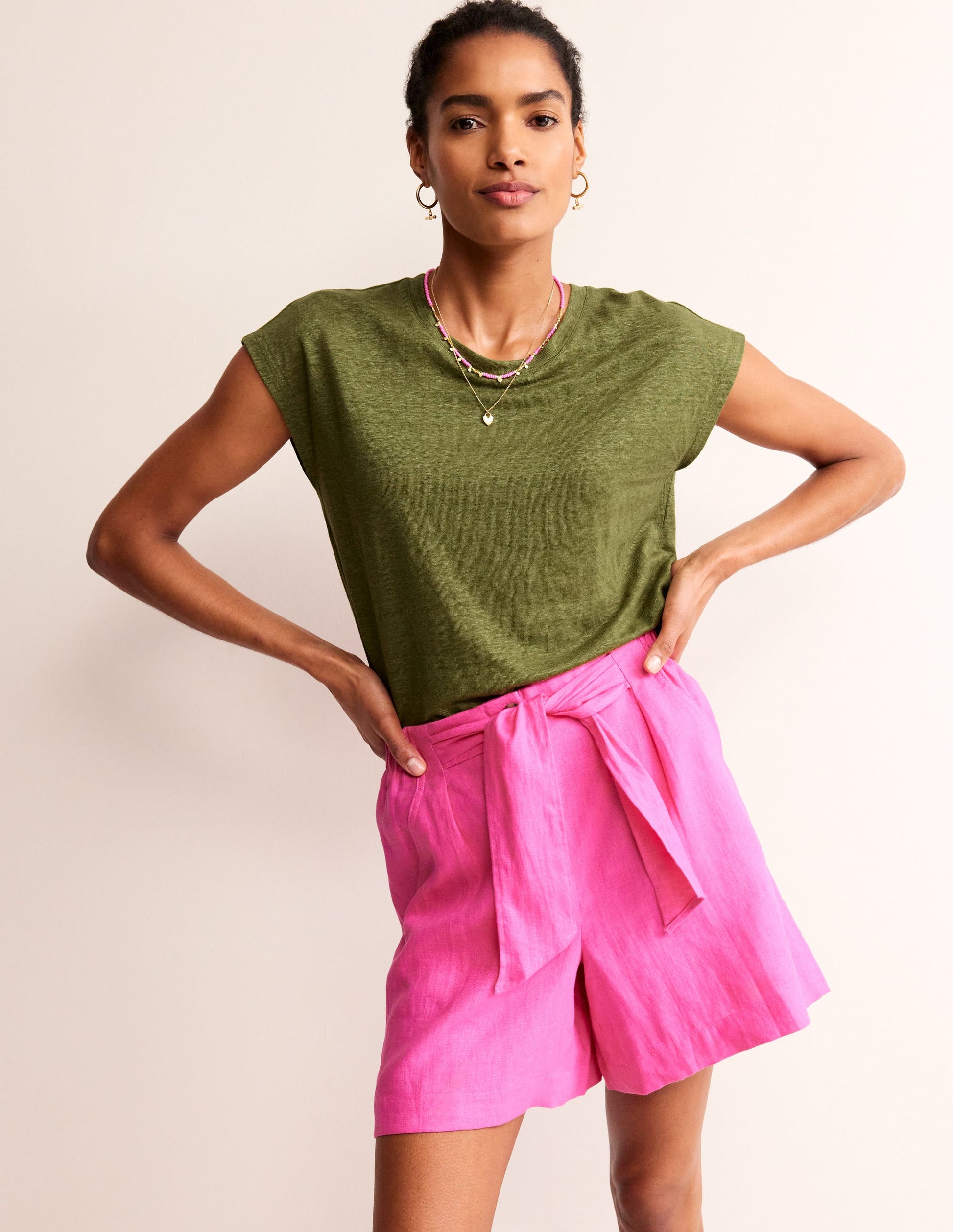 Louisa Crew Neck Linen T-shirt-Mayfly-1