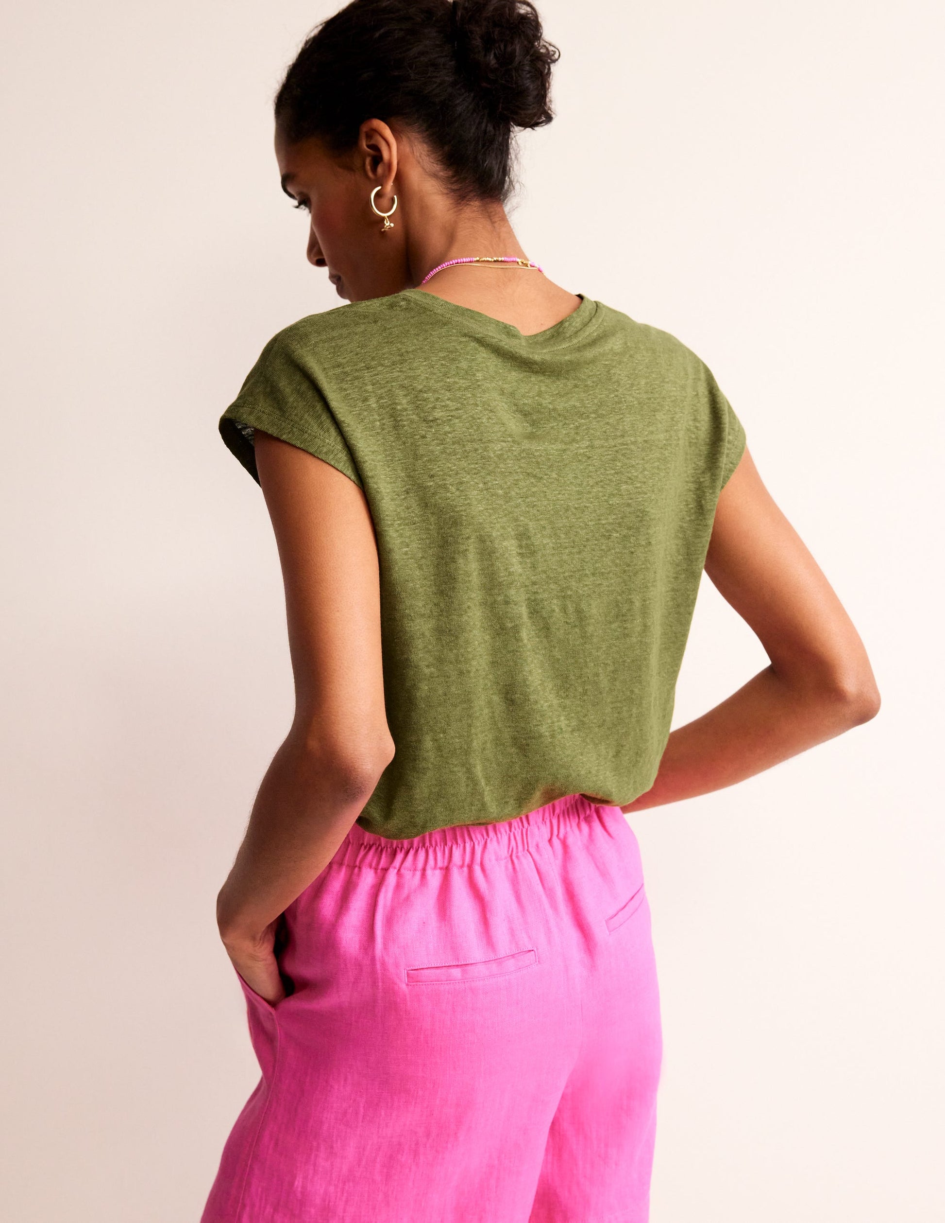 Louisa Crew Neck Linen T-shirt-Mayfly-3