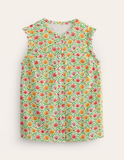 Alicia Button Down Top-Green, Enchanting Bloom-5