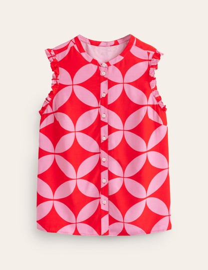 Alicia Button Down Top-Flame Scarlet, Diamond Terrace-5