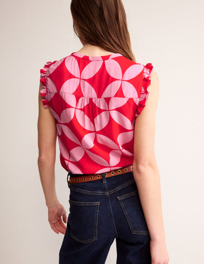 Alicia Button Down Top-Flame Scarlet, Diamond Terrace-3