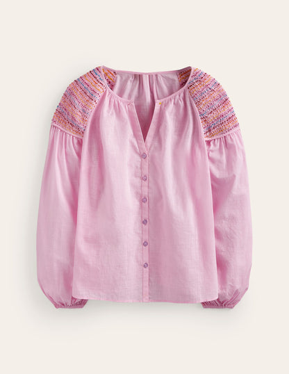 Cotton Smocked Blouse-Sweet Lilac