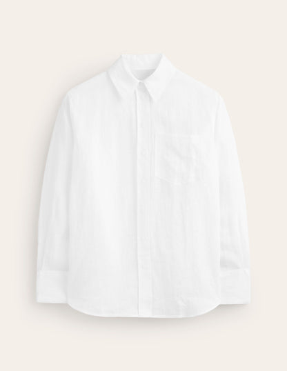 Connie Relaxed Linen Shirt-White-5