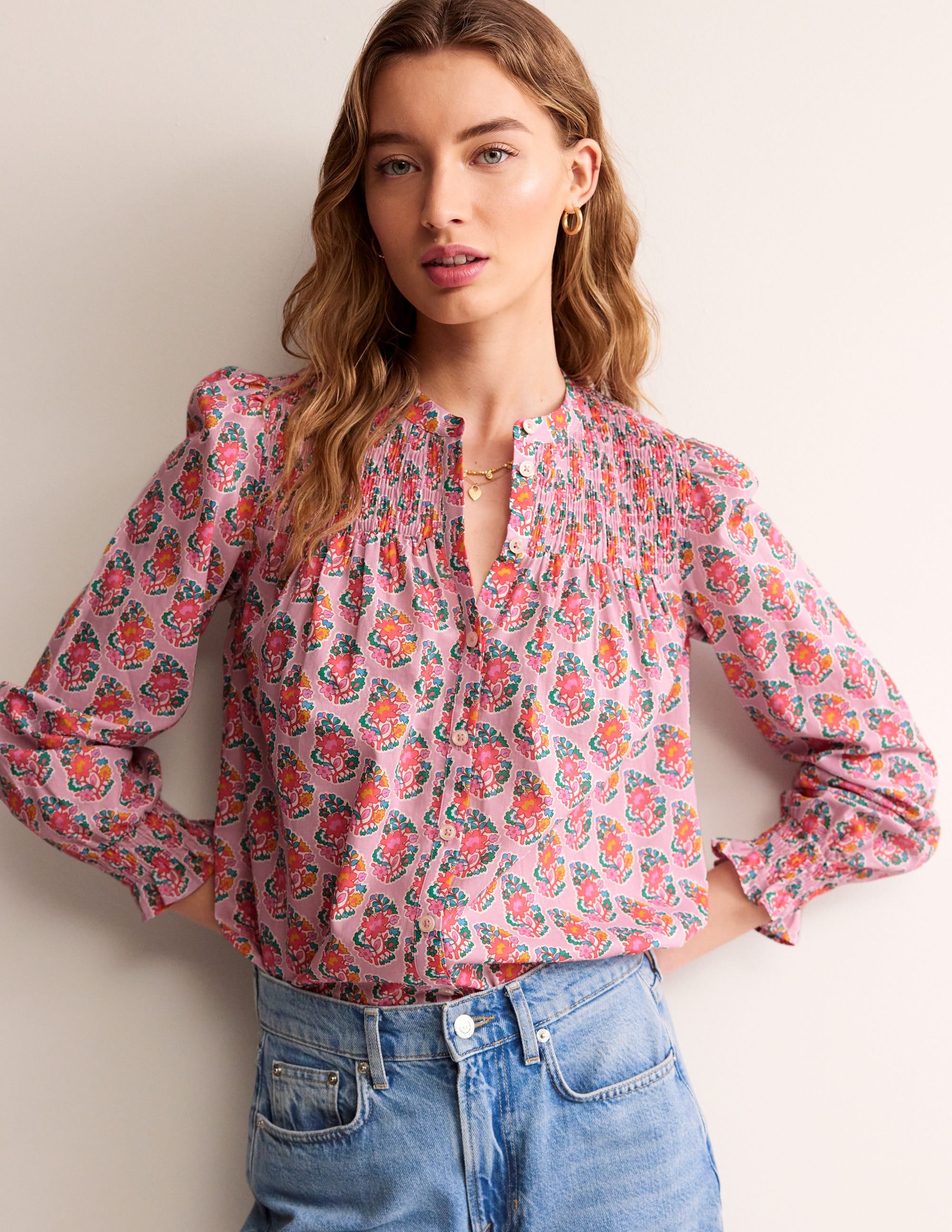 Helena Cotton Blouse-Fragrent Lily, Paisley - Image 4