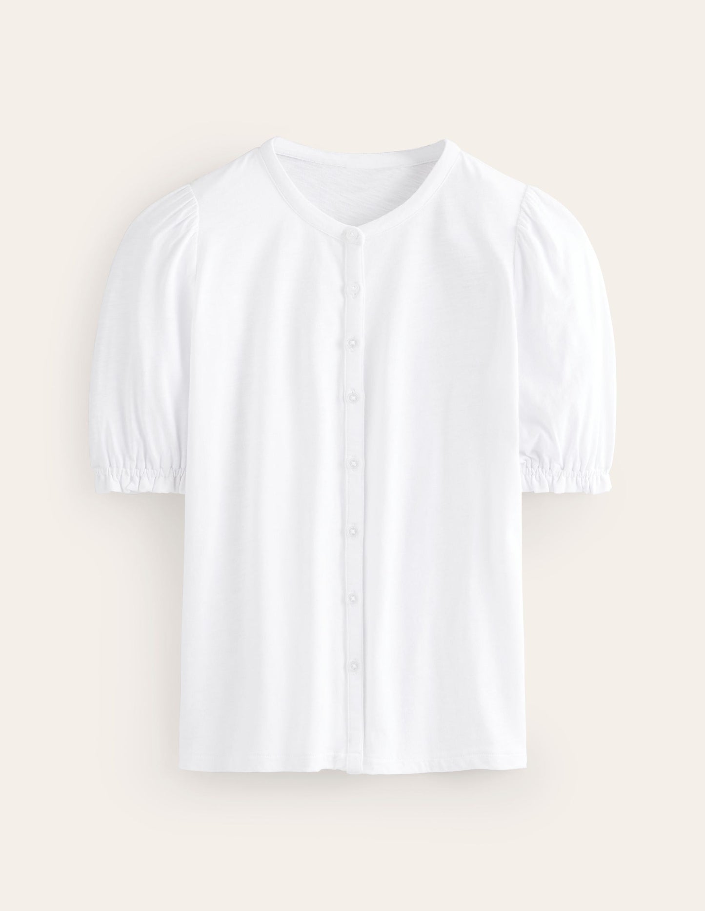 Dolly Puff Sleeve Jersey Shirt-White