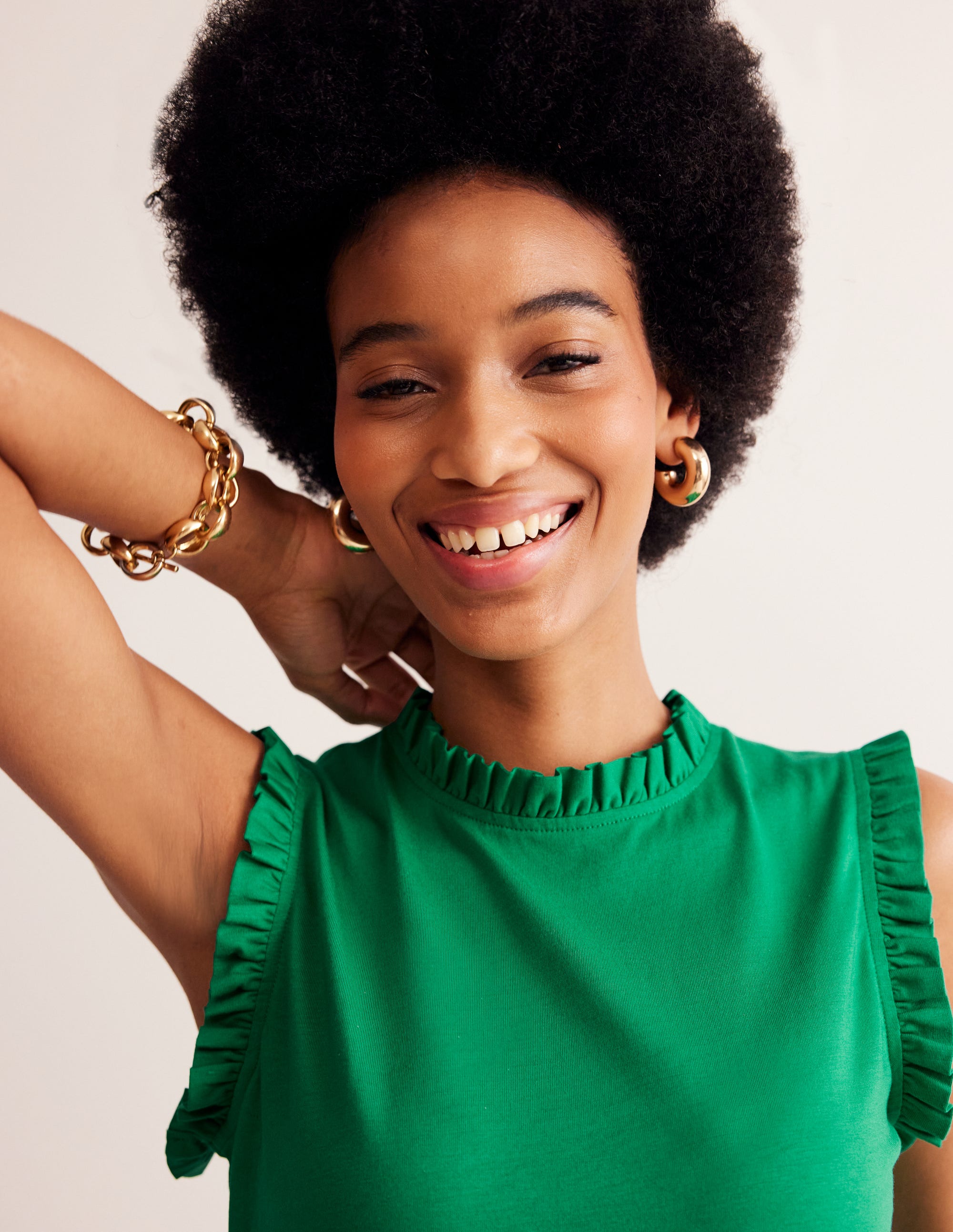 Supersoft Frill Detail Vest-Pepper Green - Image 2
