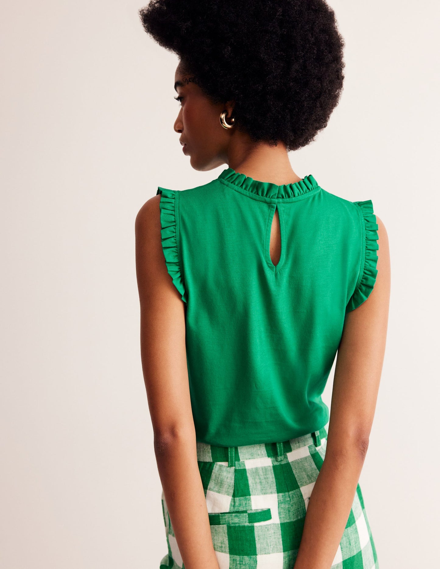 Supersoft Frill Detail Vest-Pepper Green