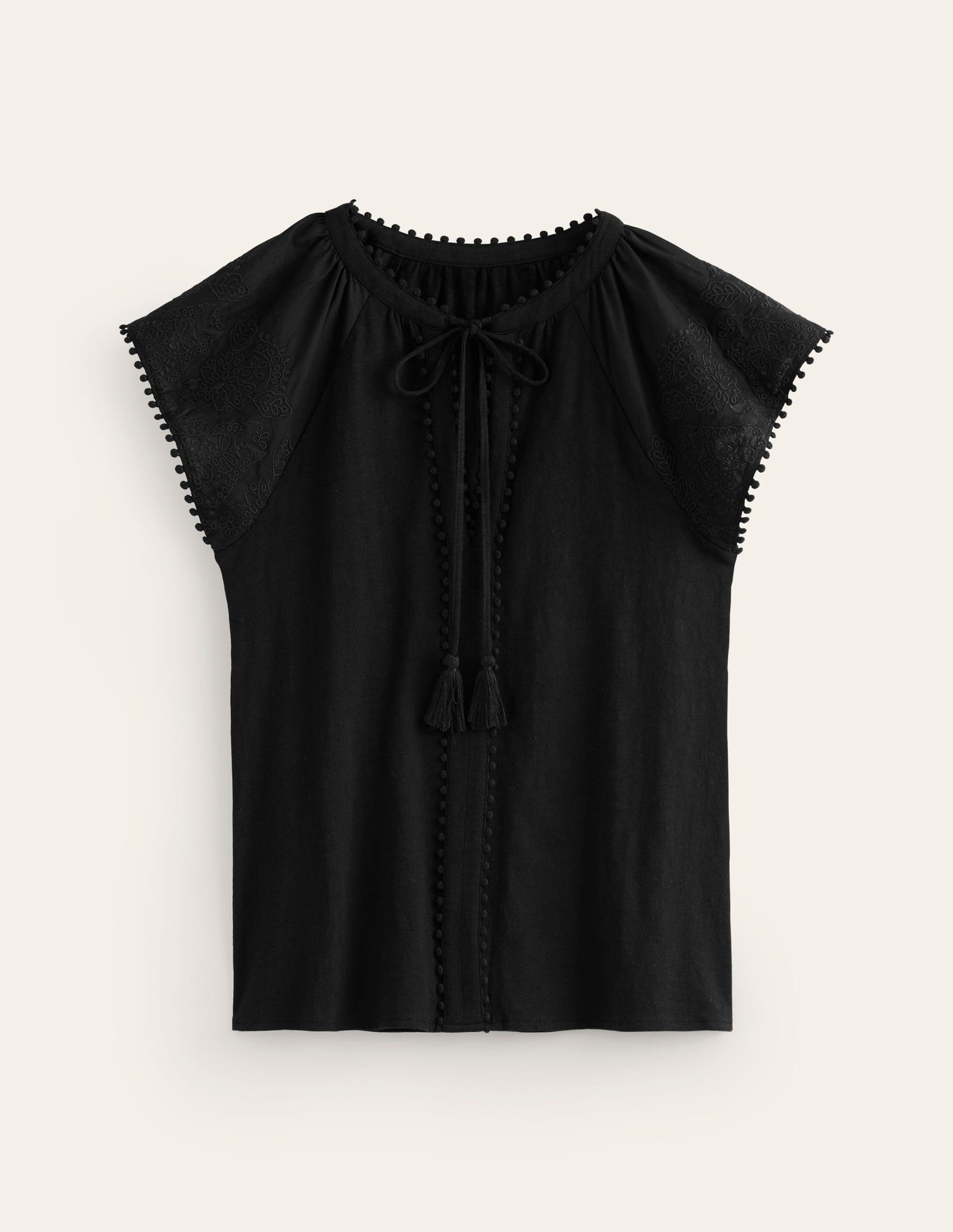 Millie Woven Mix Top-Black