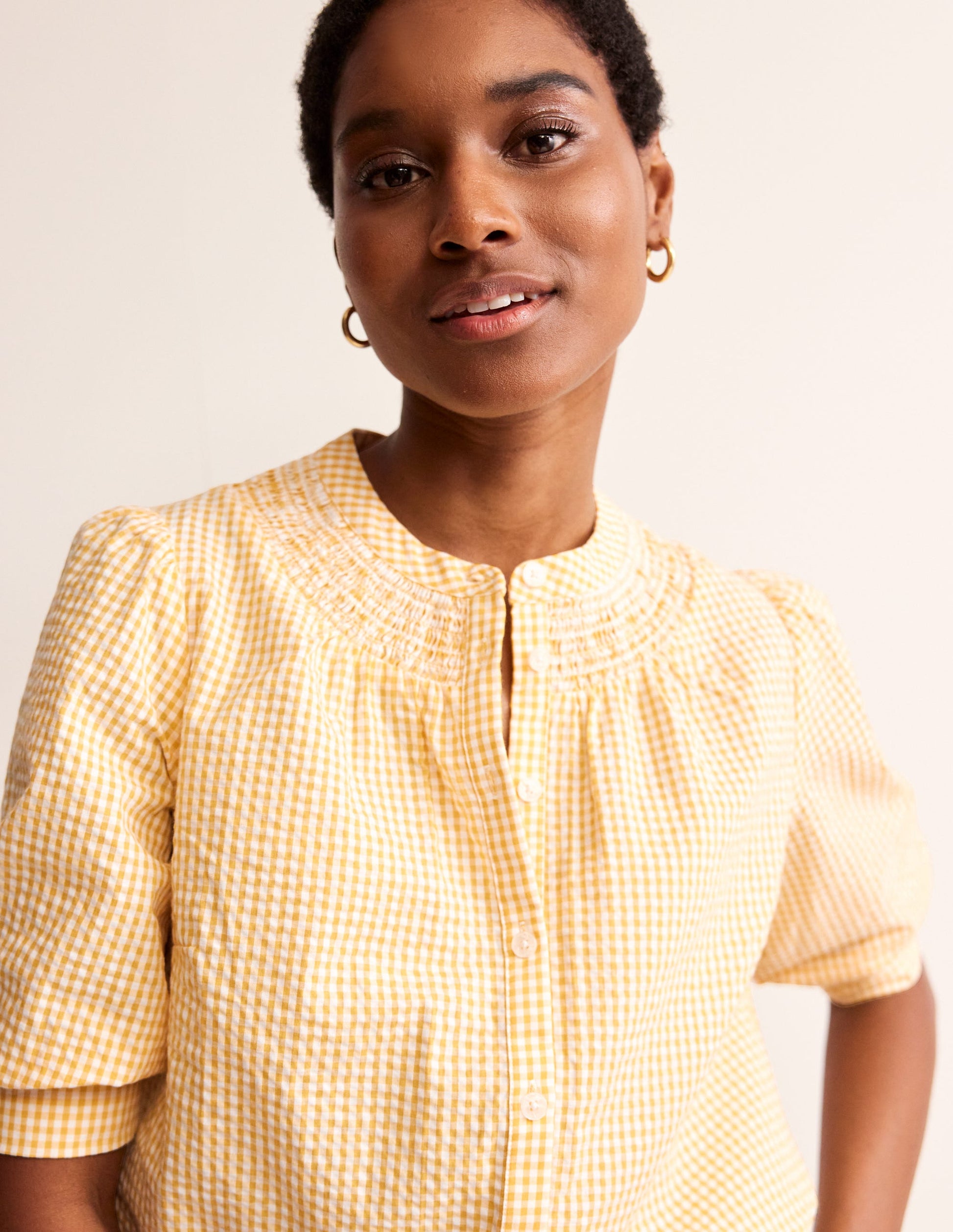 Ada Seersucker Top-Sweet Honeycomb Gingham-1