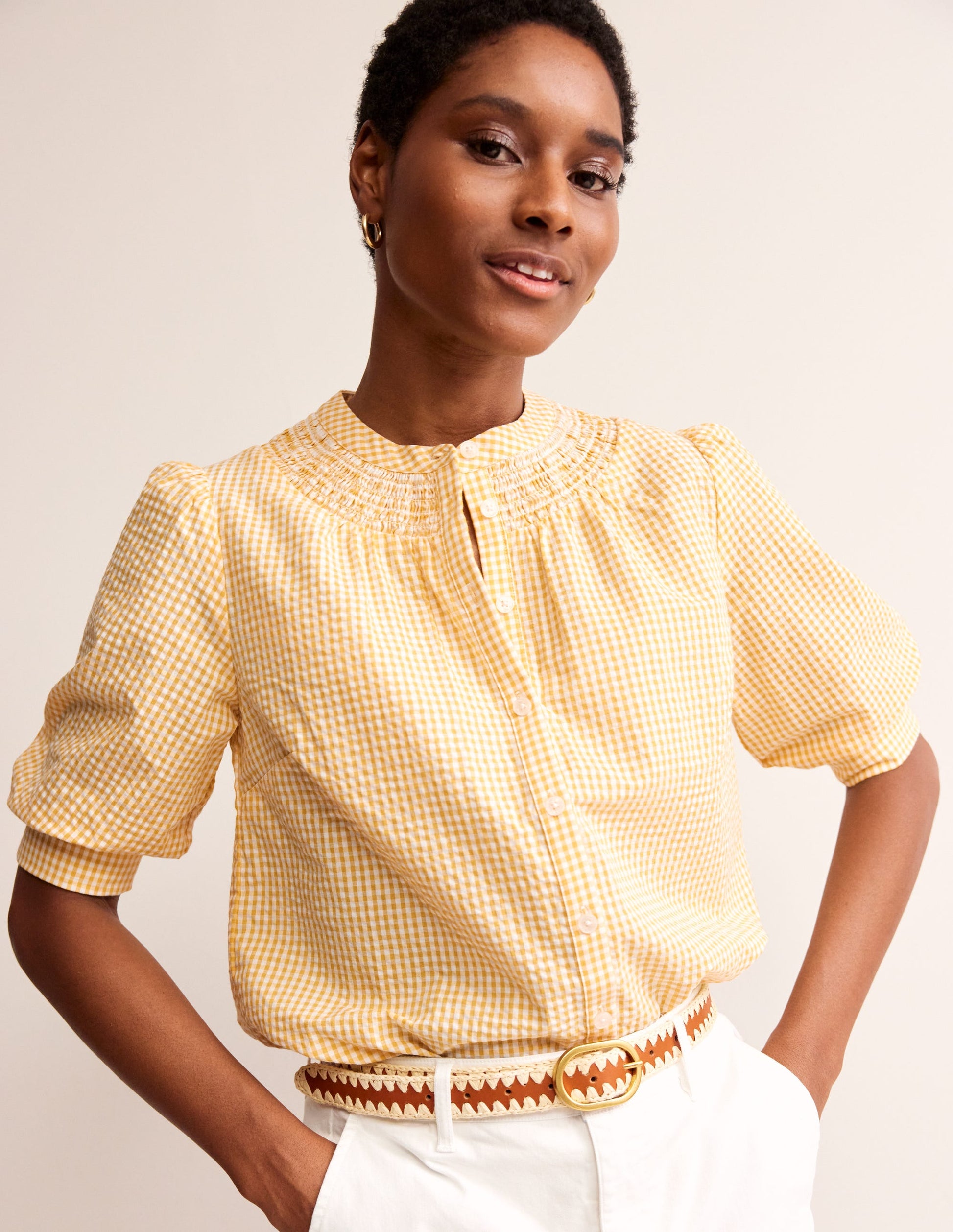Ada Seersucker Top-Sweet Honeycomb Gingham-2
