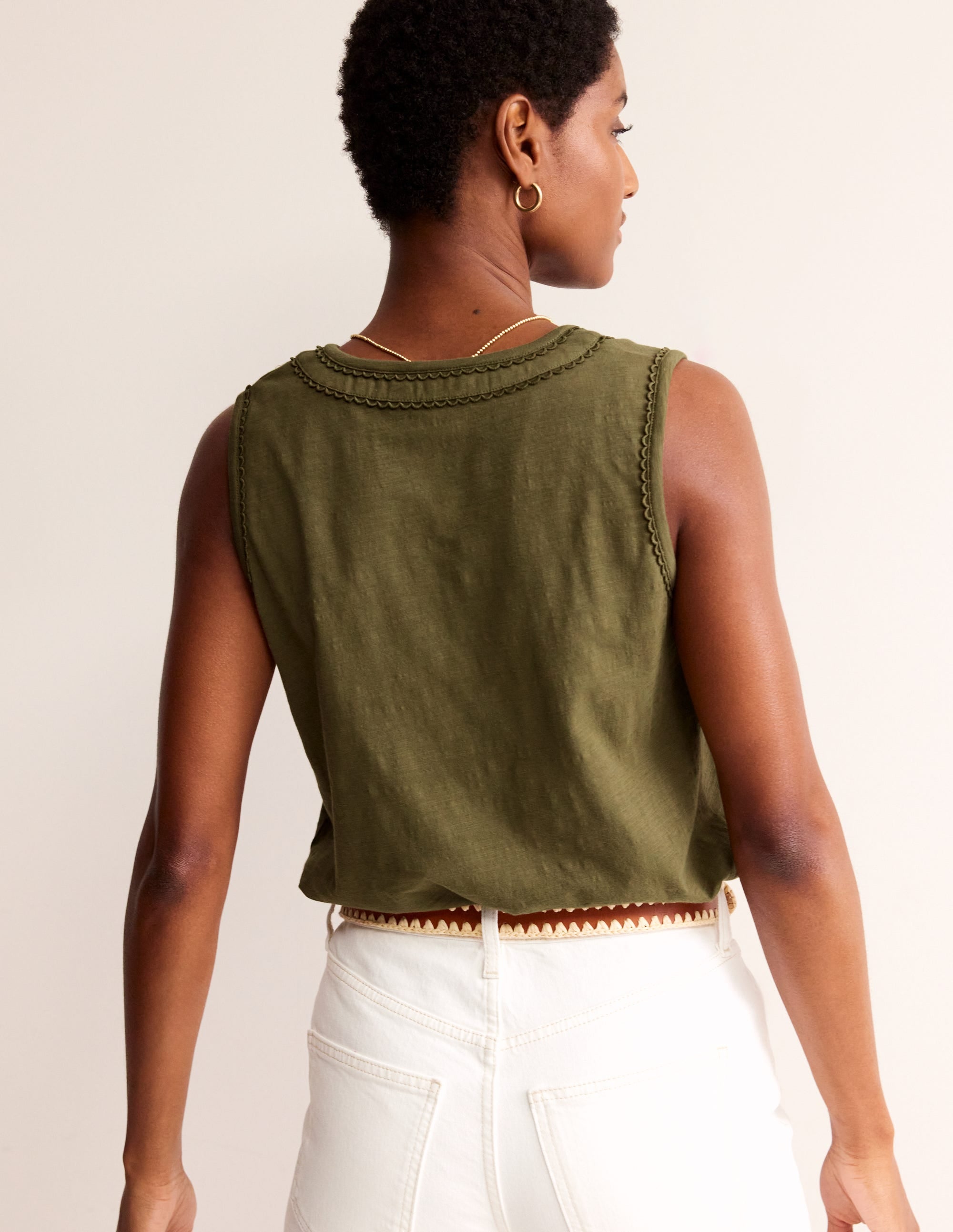 Trim Detail Vest-Winter Moss - Image 3