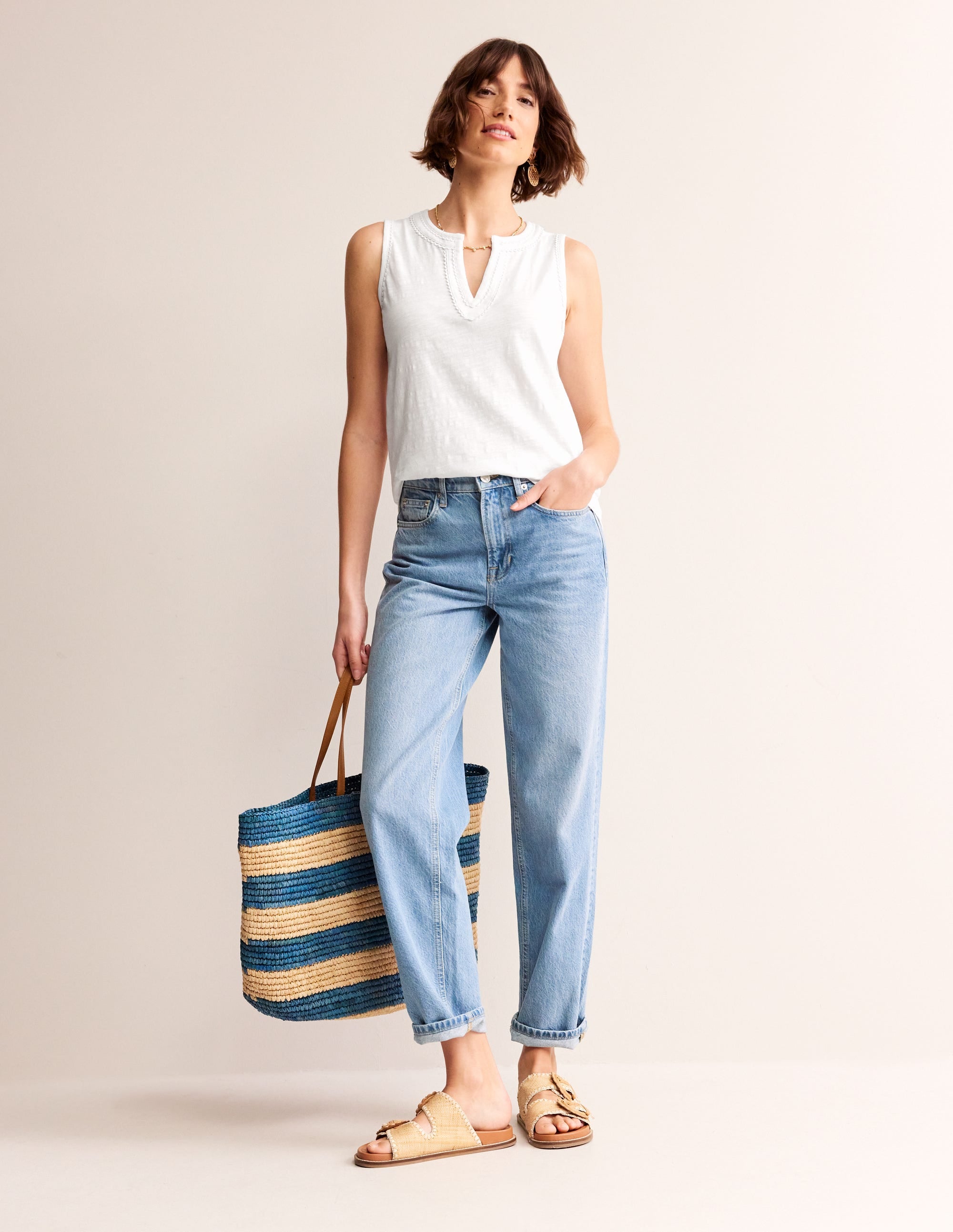 Trim Detail Vest-White - Image 4