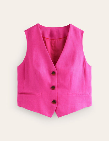 Tailored Linen Waistcoat-Pop Pansy