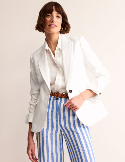 Marylebone Linen Blazer-White