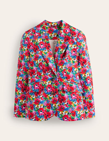 Marylebone Sateen Blazer-Multi, Wild Poppy