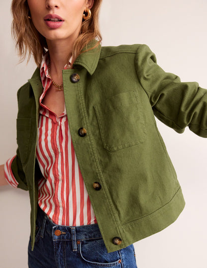 Casual Crop Jacket-Spruce