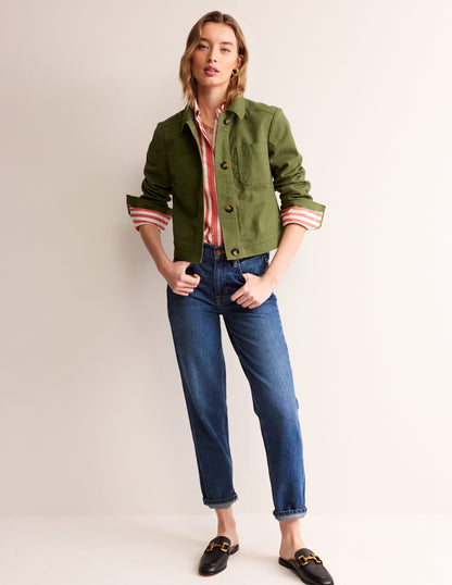 Casual Crop Jacket-Spruce