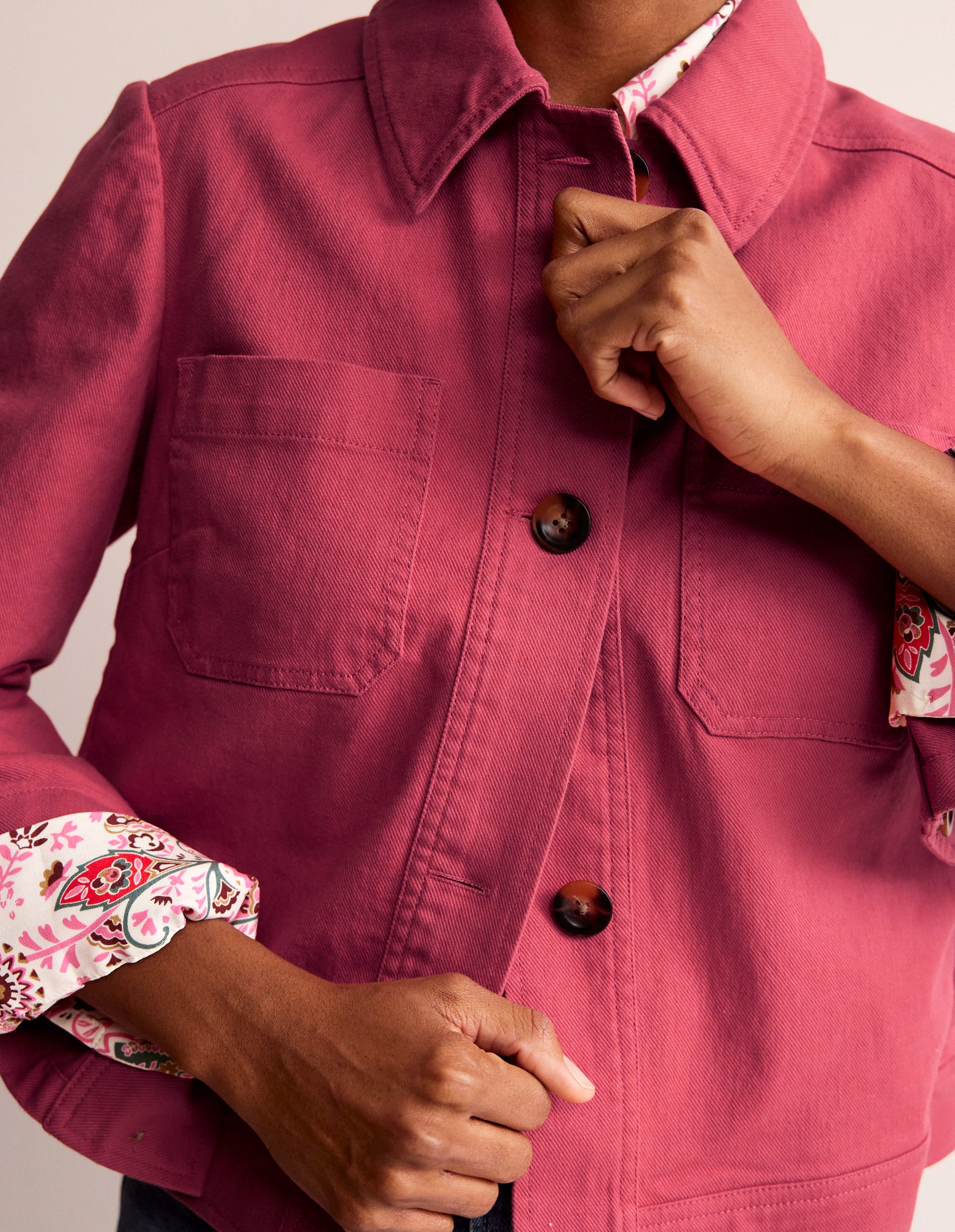 Casual Crop Jacket-Pink-2