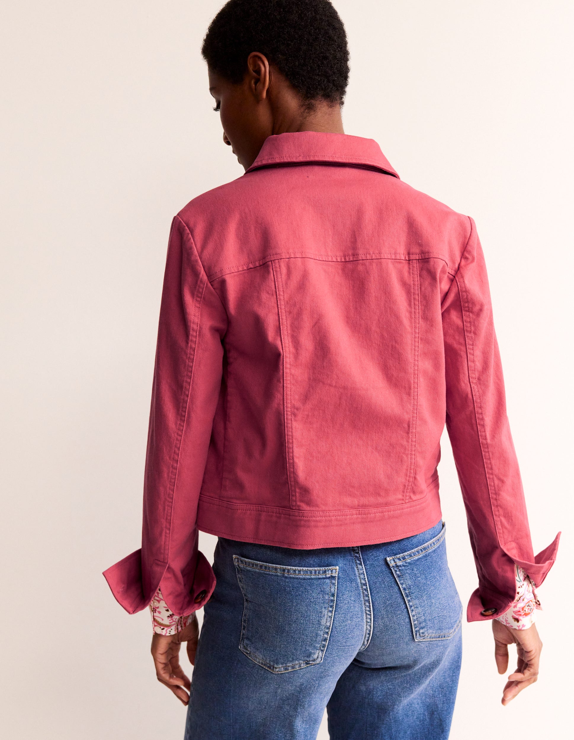 Casual Crop Jacket-Pink-3