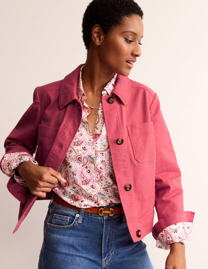 Casual Crop Jacket-Pink-4