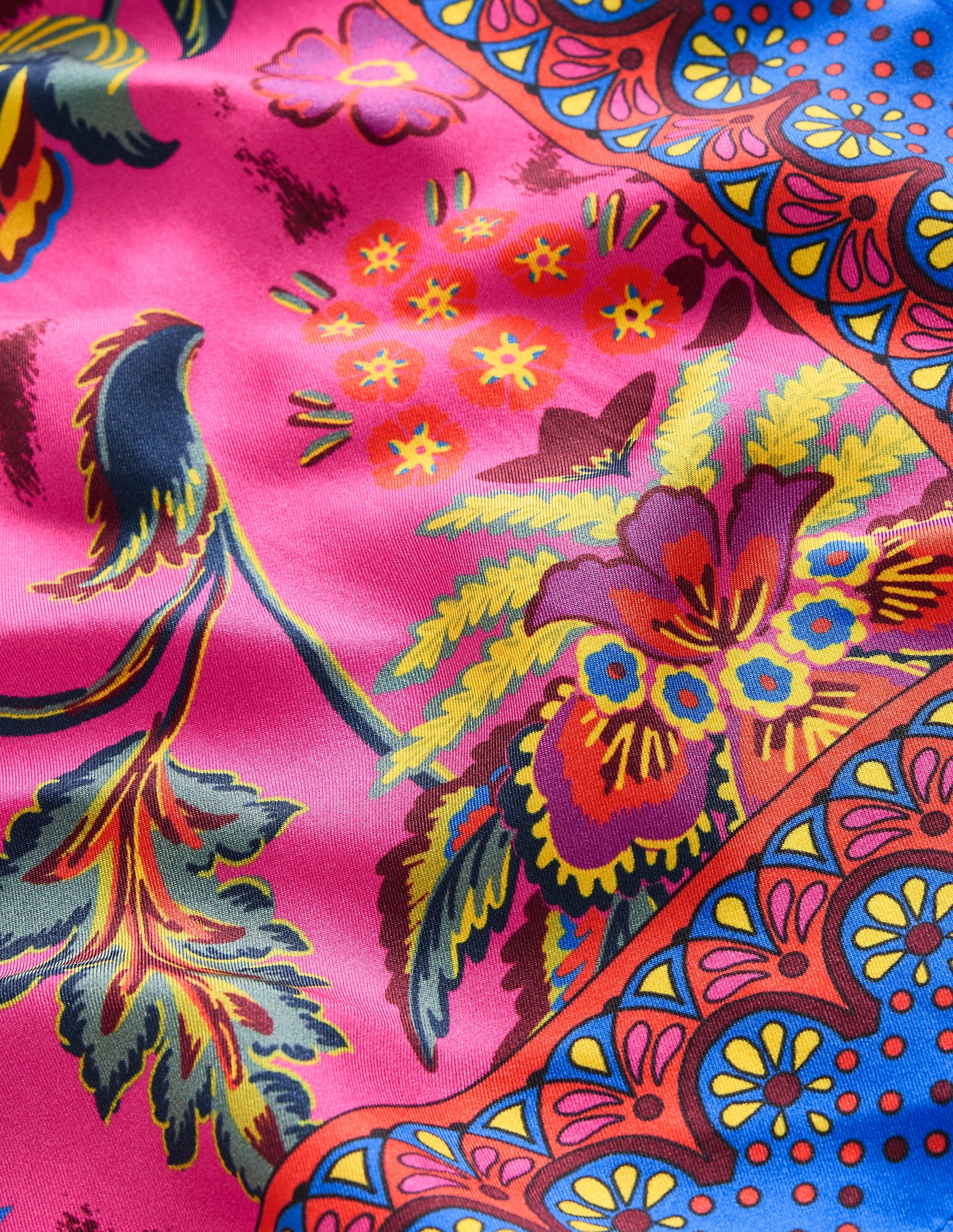 Elisabeth Silk Square Scarf-Blossom Florish, Border-3