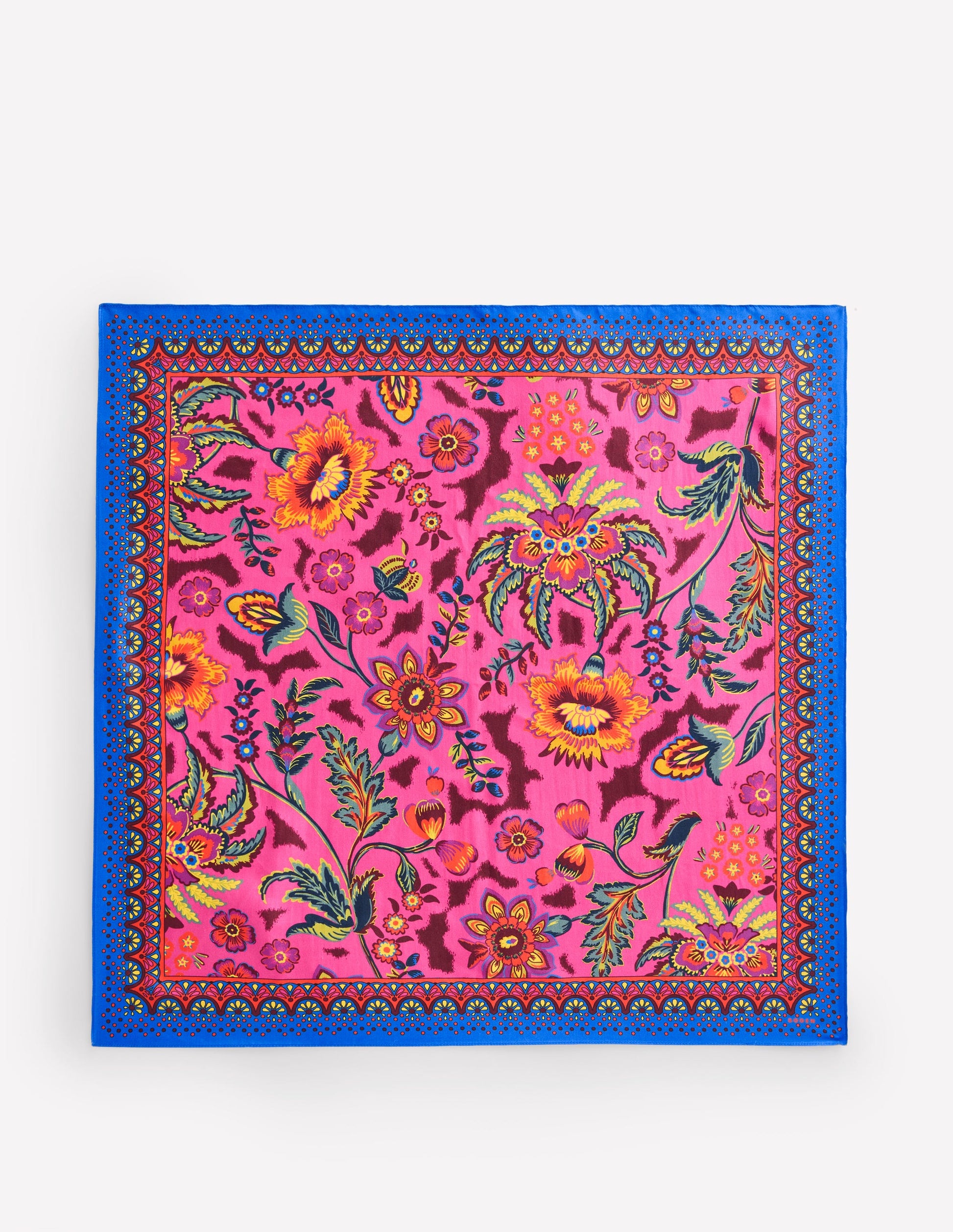 Elisabeth Silk Square Scarf-Blossom Florish, Border-4