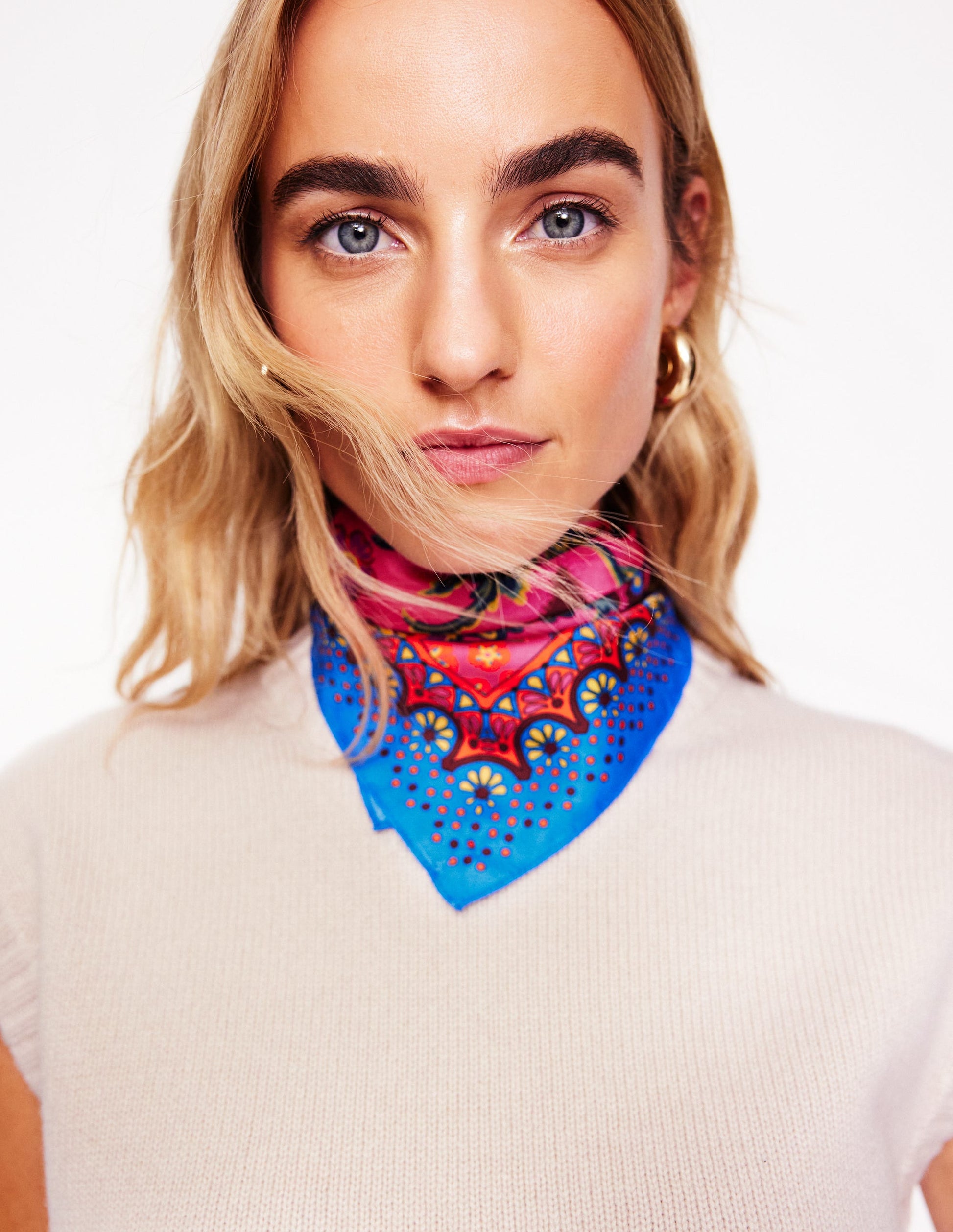 Elisabeth Silk Square Scarf-Blossom Florish, Border-1