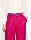 Iris Snaffle-Trim Leather Belt-Damson Suede
