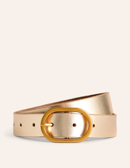 Classic Leather Belt-Gold