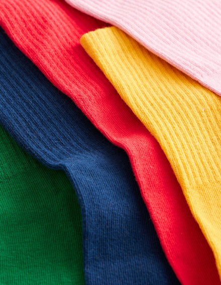 5-Pack Ribbed Ankle Socks-Multi, Bold