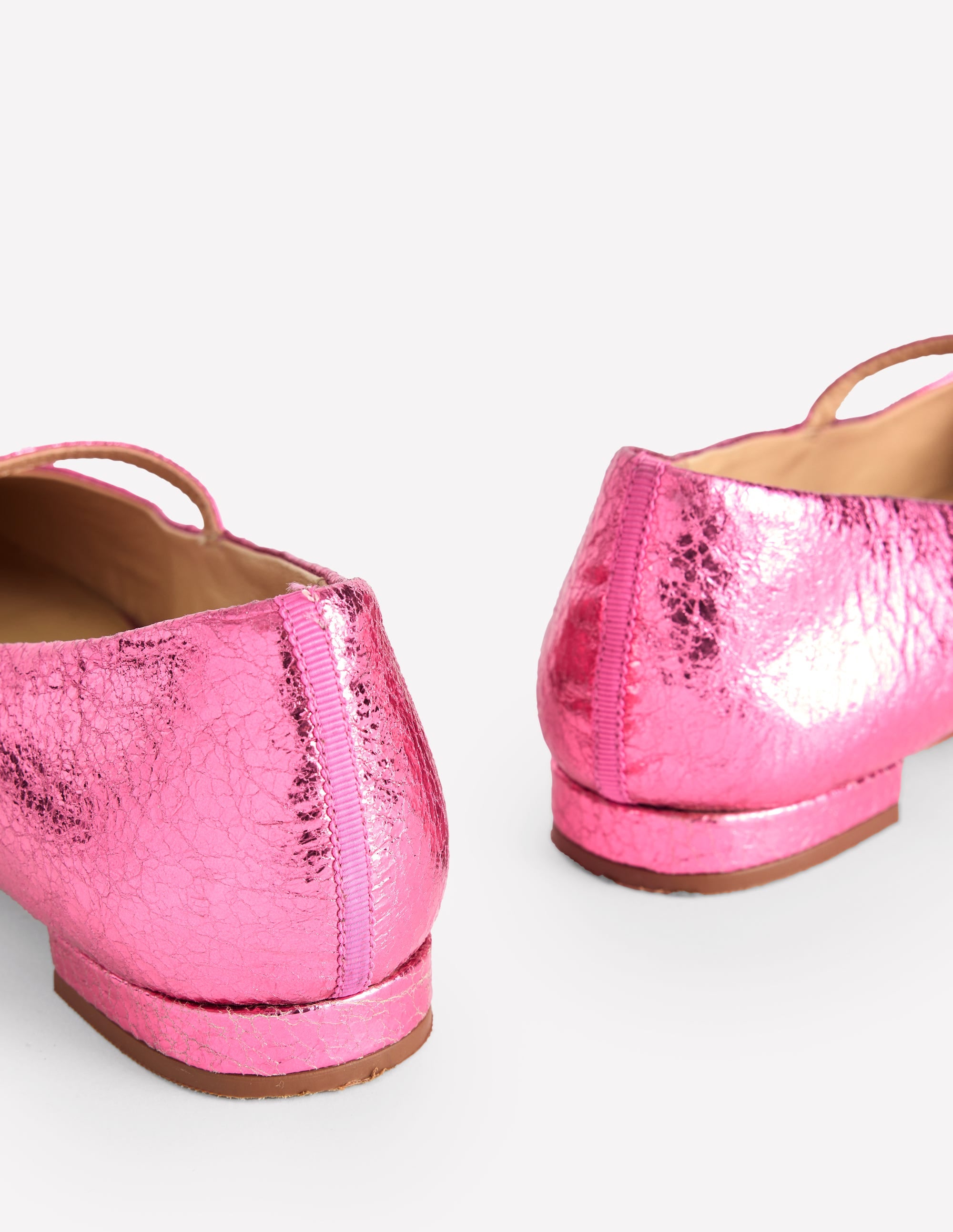 Penelope Mary Jane Flat-Pink Peacock Metallic Leather - Image 4