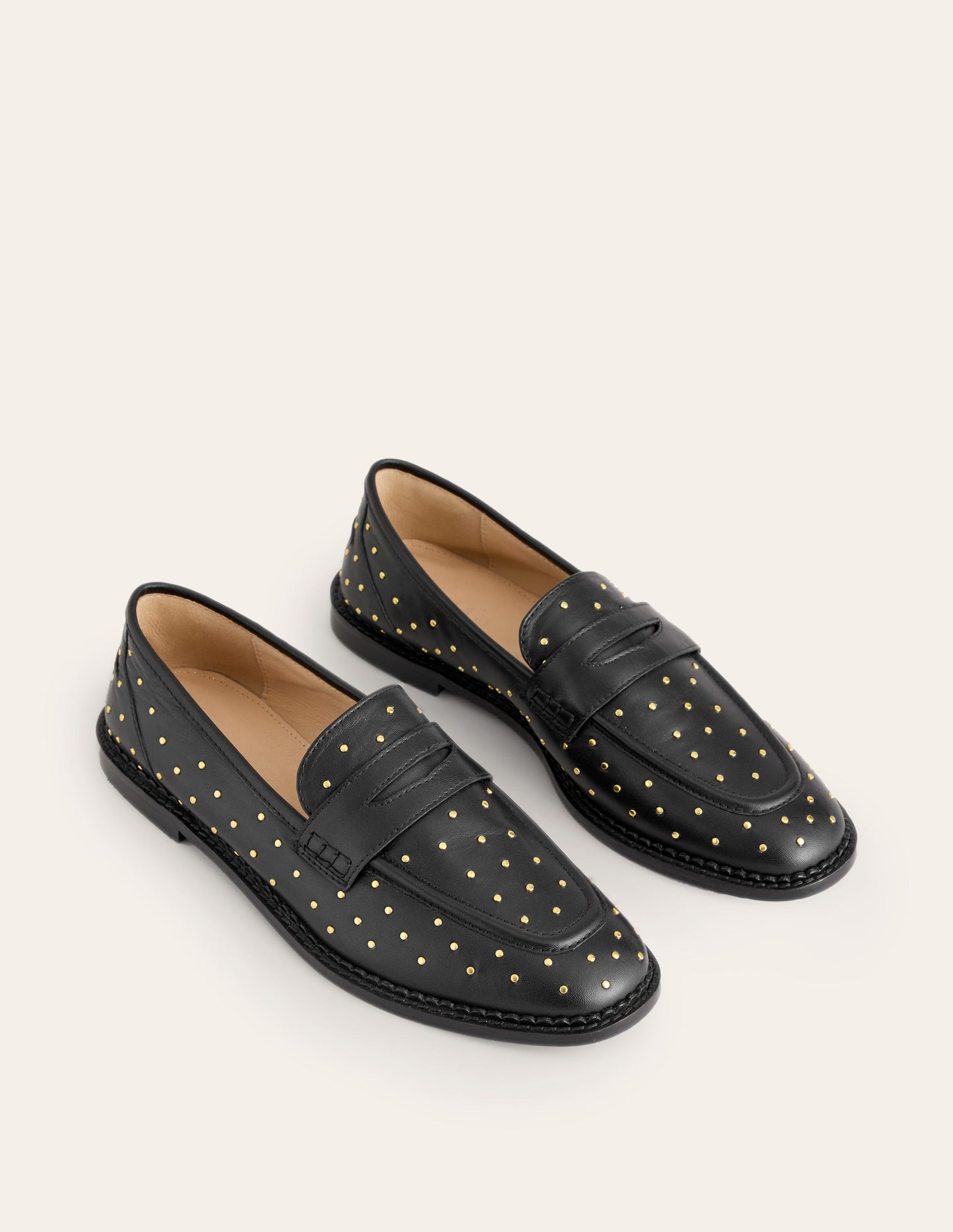 Nya Structured Penny Loafer-Black Studs