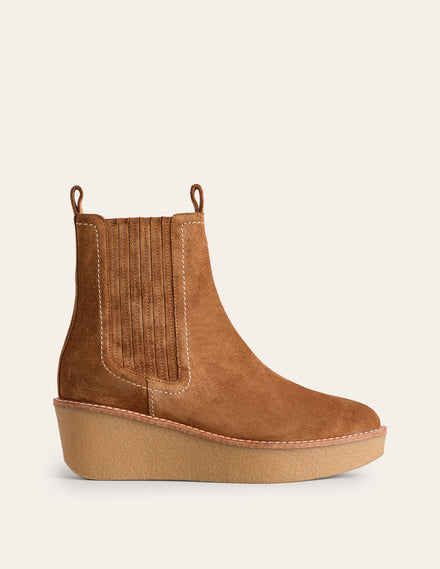 Wedge Ankle Boots-Tan