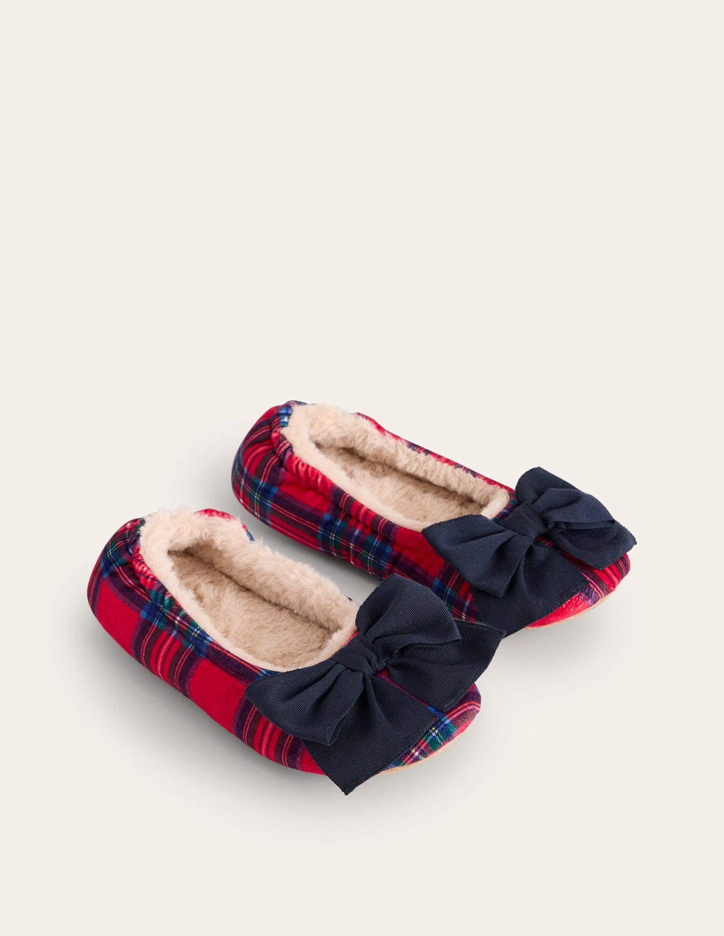 Bow Slippers-Red and Blue Check