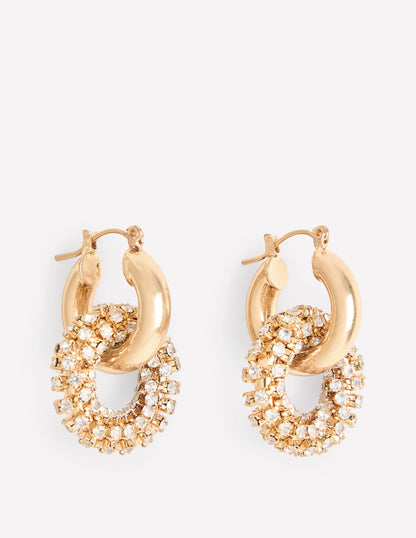 Sparkle Jewel Hoops-Gold