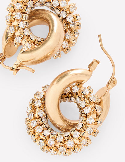 Sparkle Jewel Hoops-Gold