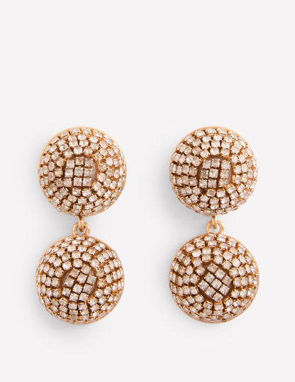 Sparkle Jewel Drop Earrings-Gold