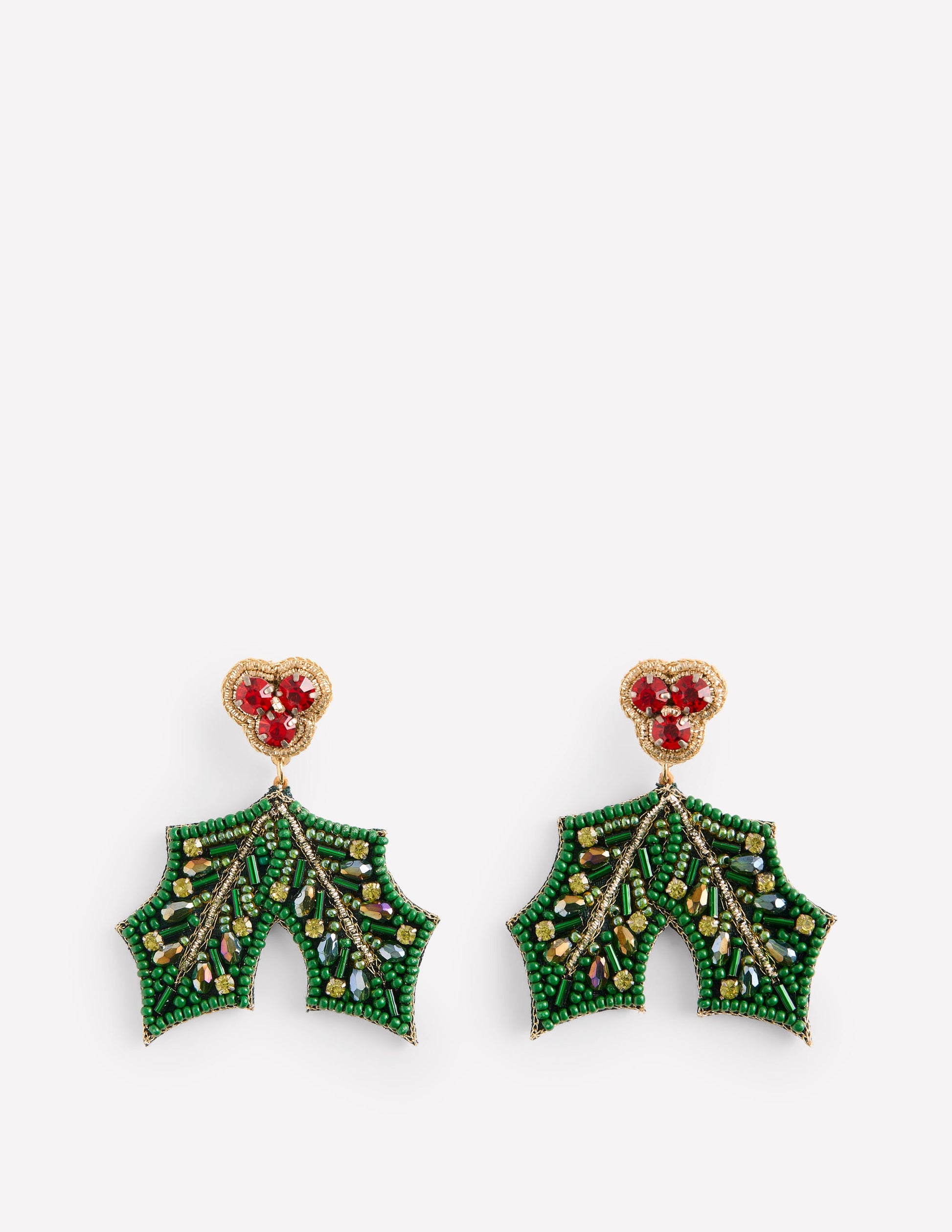 Novelty Christmas Earrings-Holly-2
