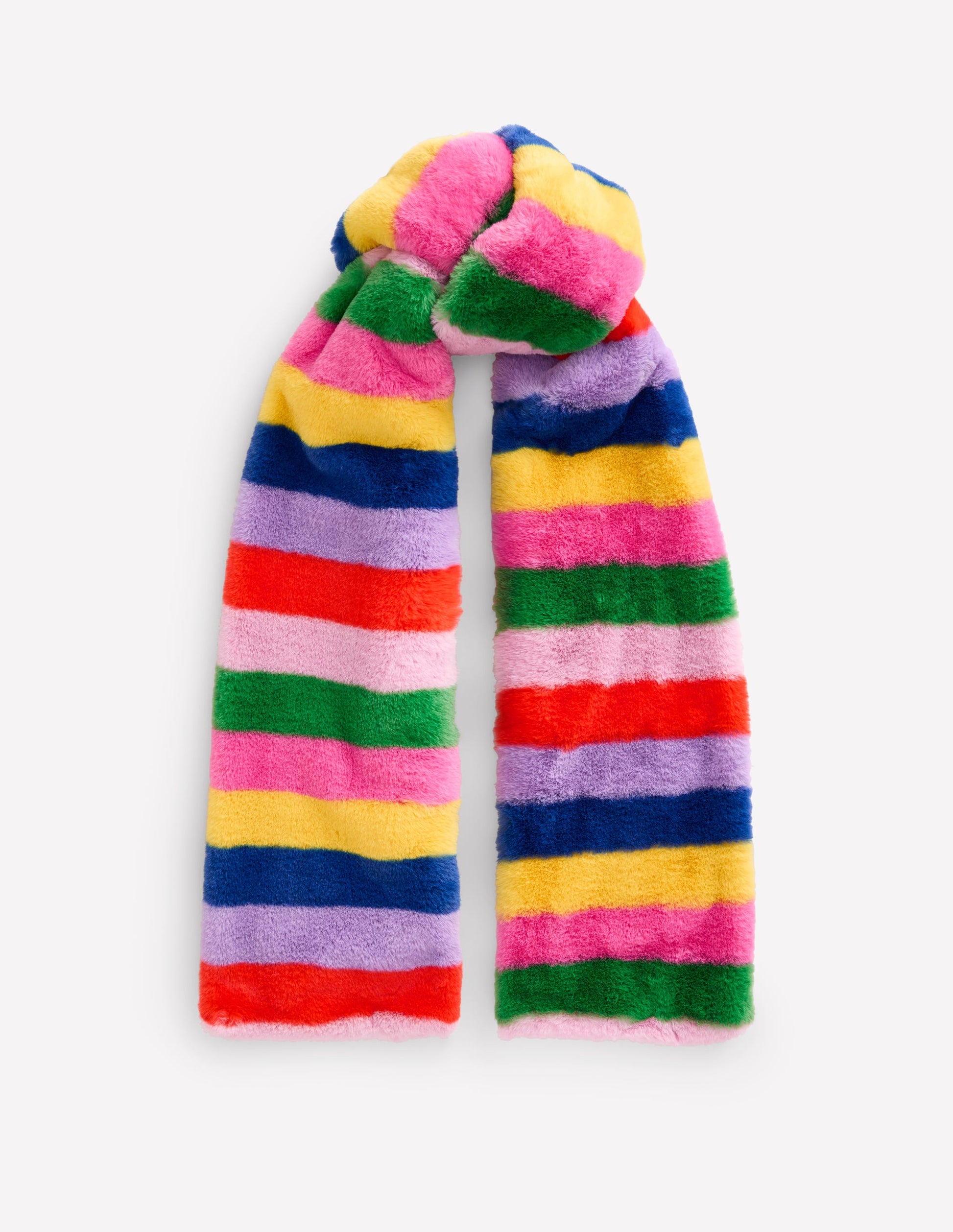 Faux Fur Stripe Scarf-Multi-2
