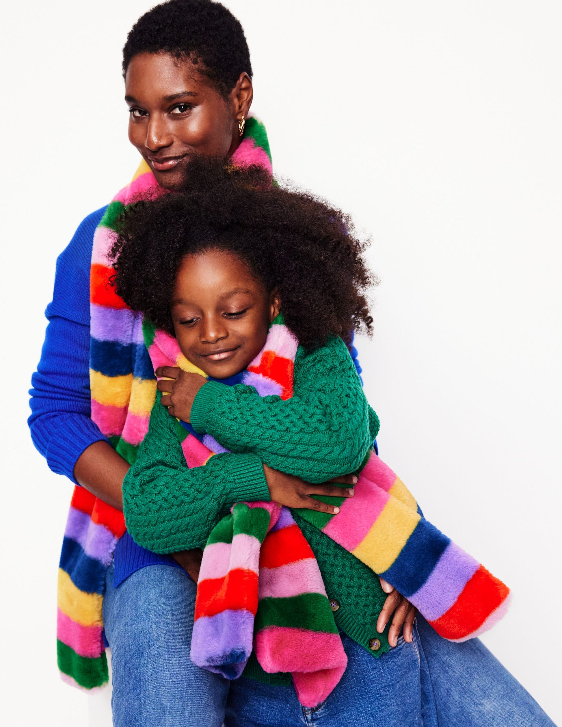 Faux Fur Stripe Scarf-Multi-4